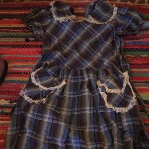 Blue paid Peter Pan collar summer doll style dress